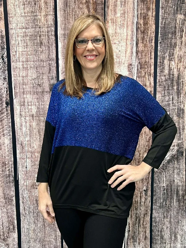 Sparkled Long Sleeve Top ,  One Size, Blue