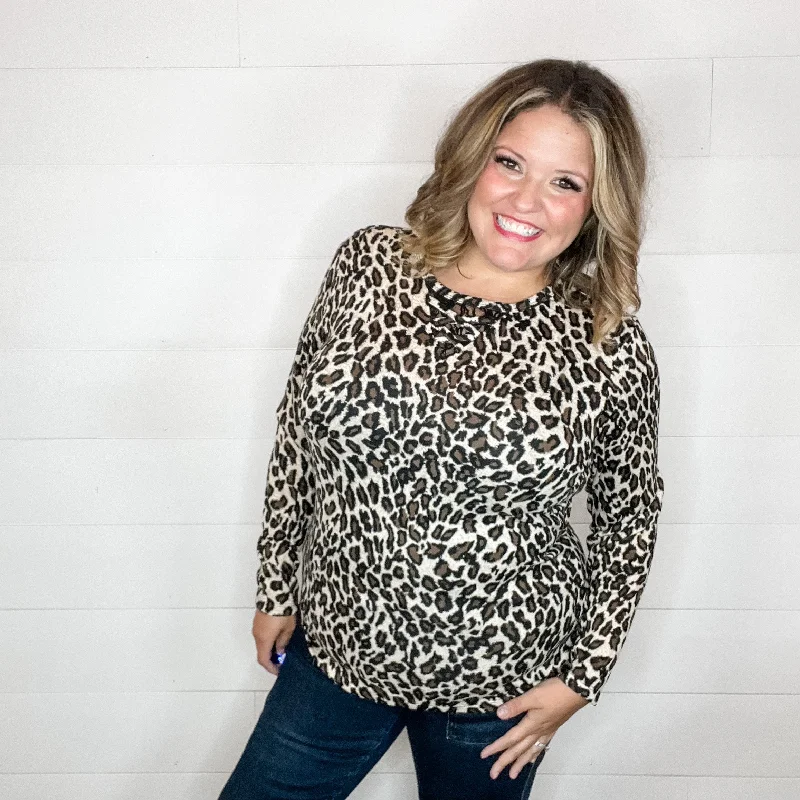 "Dixie" Animal Print Long Sleeve with Criss Cross Design (Beige)