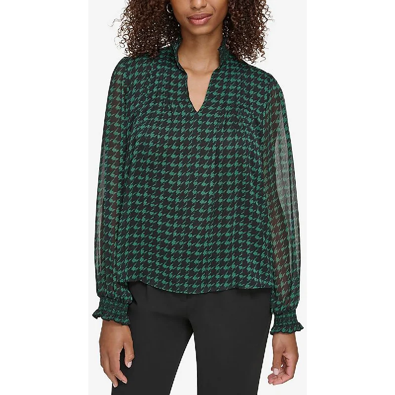 Karl Lagerfeld Paris Womens Ruffled Long Sleeve Blouse