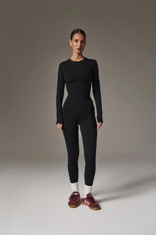 SCULPTING STRETCH LONG SLEEVE TOP - BLACK