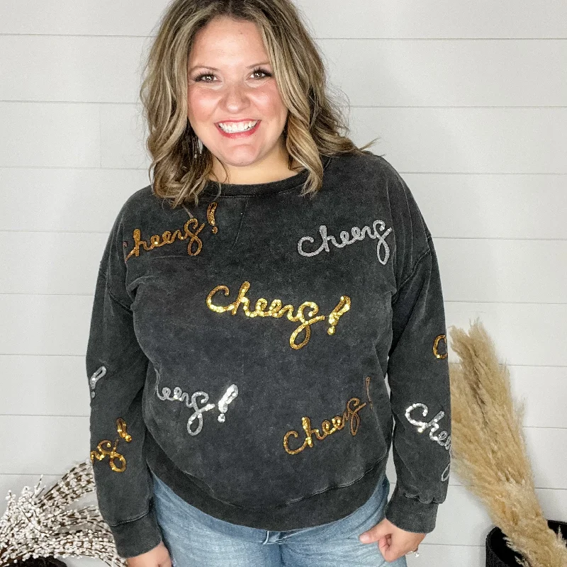 Sequin Cheers Long Sleeve (Black)