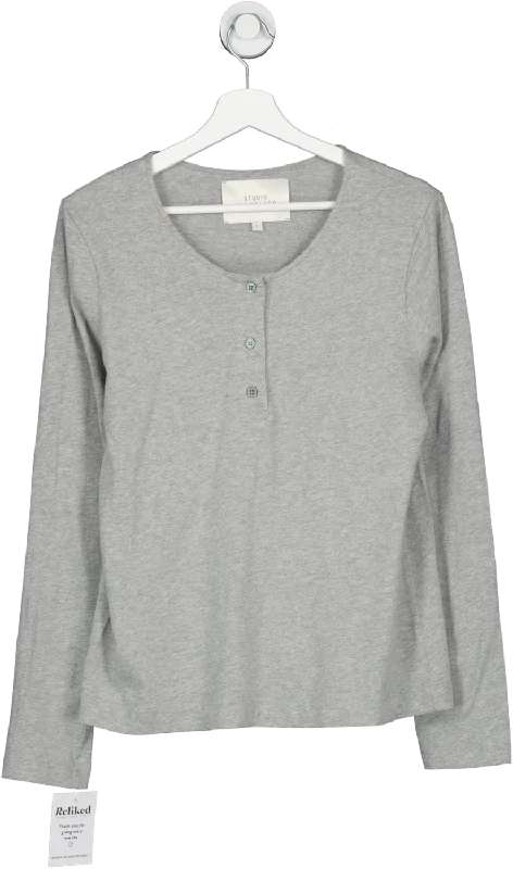 Studio Nicholson Grey Long Sleeve Cotton Top UK 10