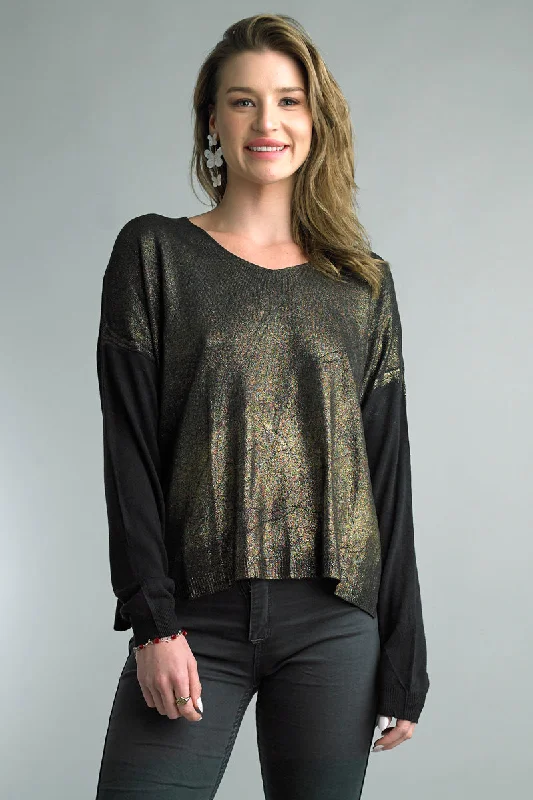 Tempo Sparkle And Shine Long Sleeve Sweater In Black