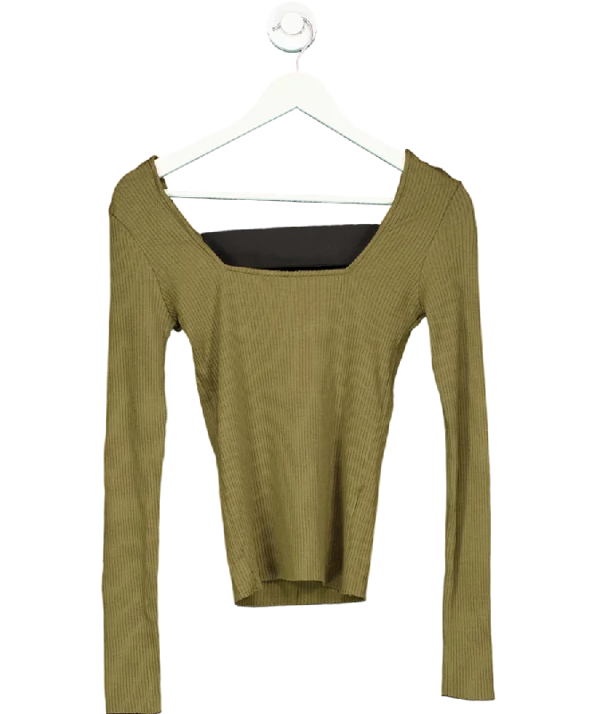 The Range Green Ribbed Long Sleeve Top UK XS